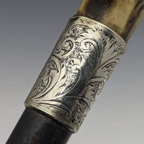 1891年 英国アンティーク 紳士用ステッキ 杖 鹿角クラッチハンドル 89cm